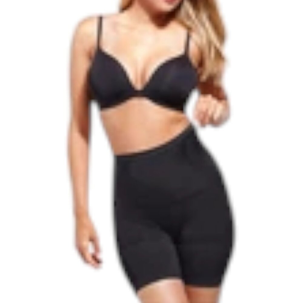 Star Power by Spanx mid thigh shaping shorts black sz G NWOT